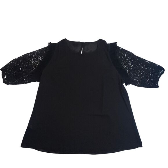 City Chic Blouse Womens 22 Black Boho Cottagecore Crochet Fairy Whimsy Goth Top - Picture 2 of 10